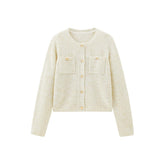 Women's Solid Textured Wool Cardigan